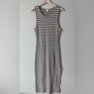 Le Lis Sleeveless Knit Mini Dress in White and Taupe